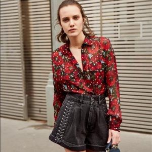 The Kooples Poppy Print Georgette Button-Down Blouse Size 1 (US Small / 6)